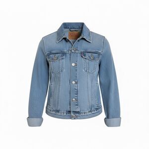 Levi's Original Trucker Button Front Denim Jean Jacket Light Wash Blue Sz Large